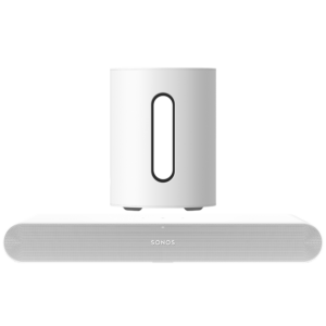 Afbeelding van een Sonos Ray Soundbar + Sub Mini Subwoofer Wit Audio Bundle